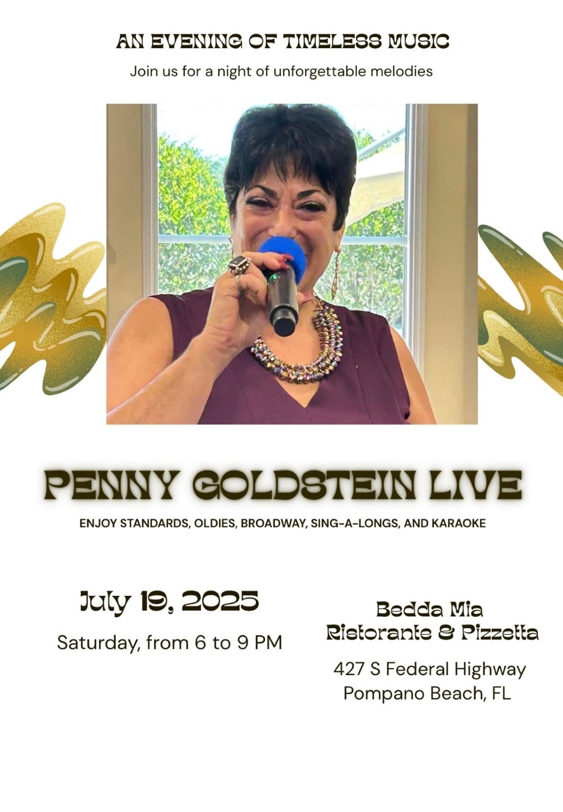 Penny Goldstein- Live!, 19 July | Event in Pompano Beach | AllEvents