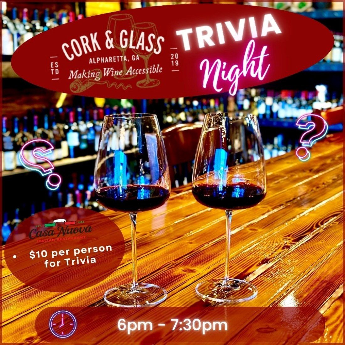 Cork and Glass Trivia Nights, 11 August | Event in Alpharetta | AllEvents