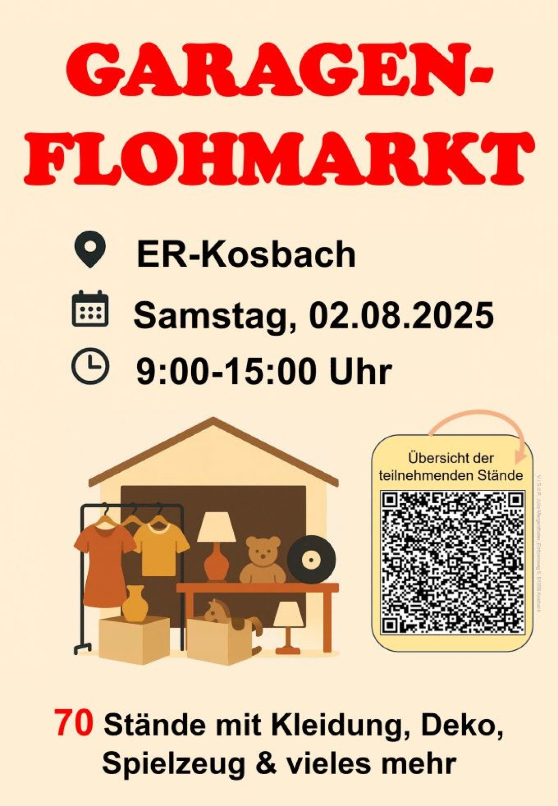 1. Garagenflohmarkt in Kosbach, 2 August | Event in Erlangen | AllEvents