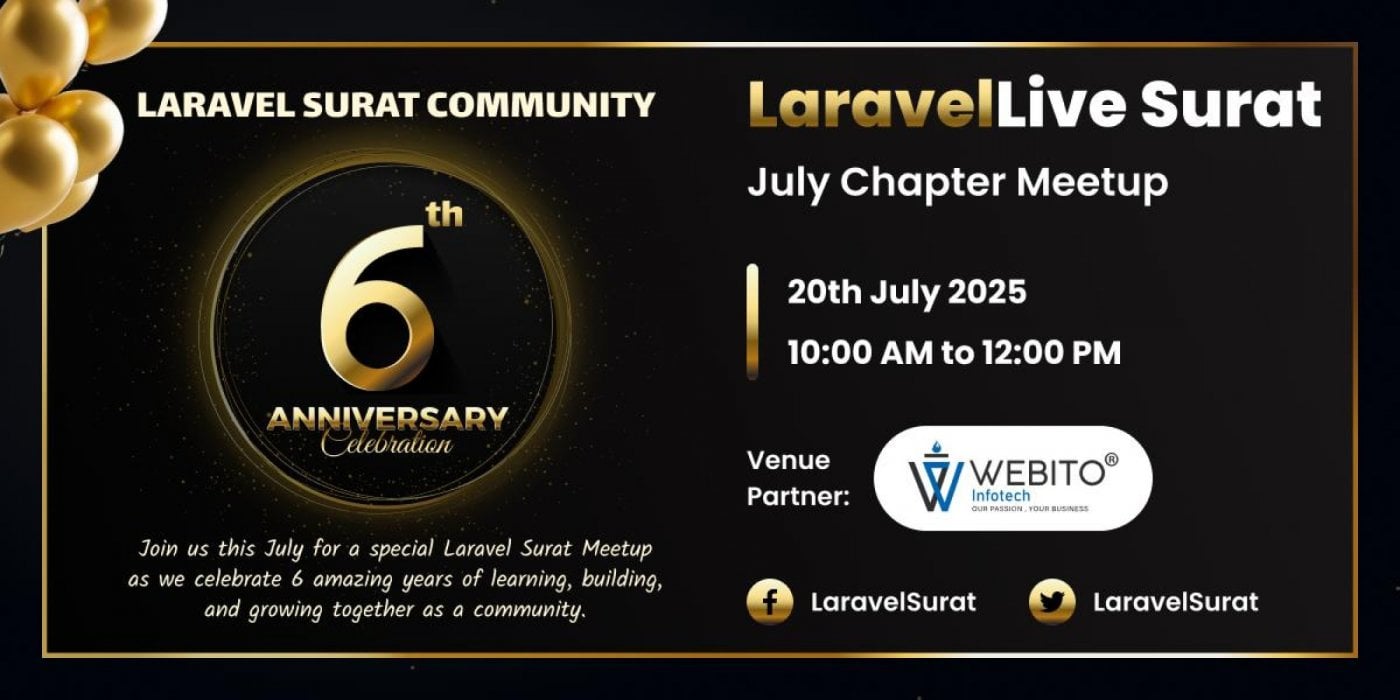 LaravelLive Surat July 2025 Chapter, 20 July | Event in Surat | AllEvents