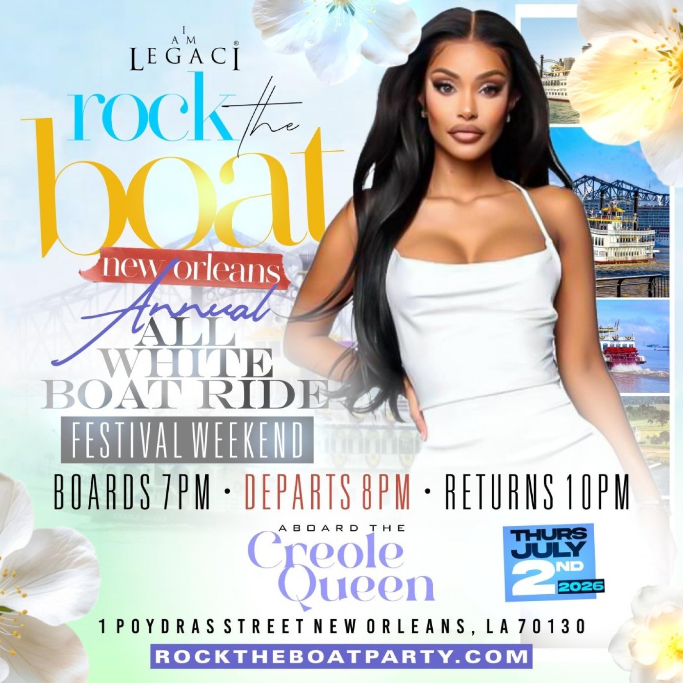 ROCK THE BOAT ANNUAL ALL WHITE BOAT RIDE PARTY BIG FESTIVAL WEEKEND 2026, 2 July | Event in New Orleans | AllEvents