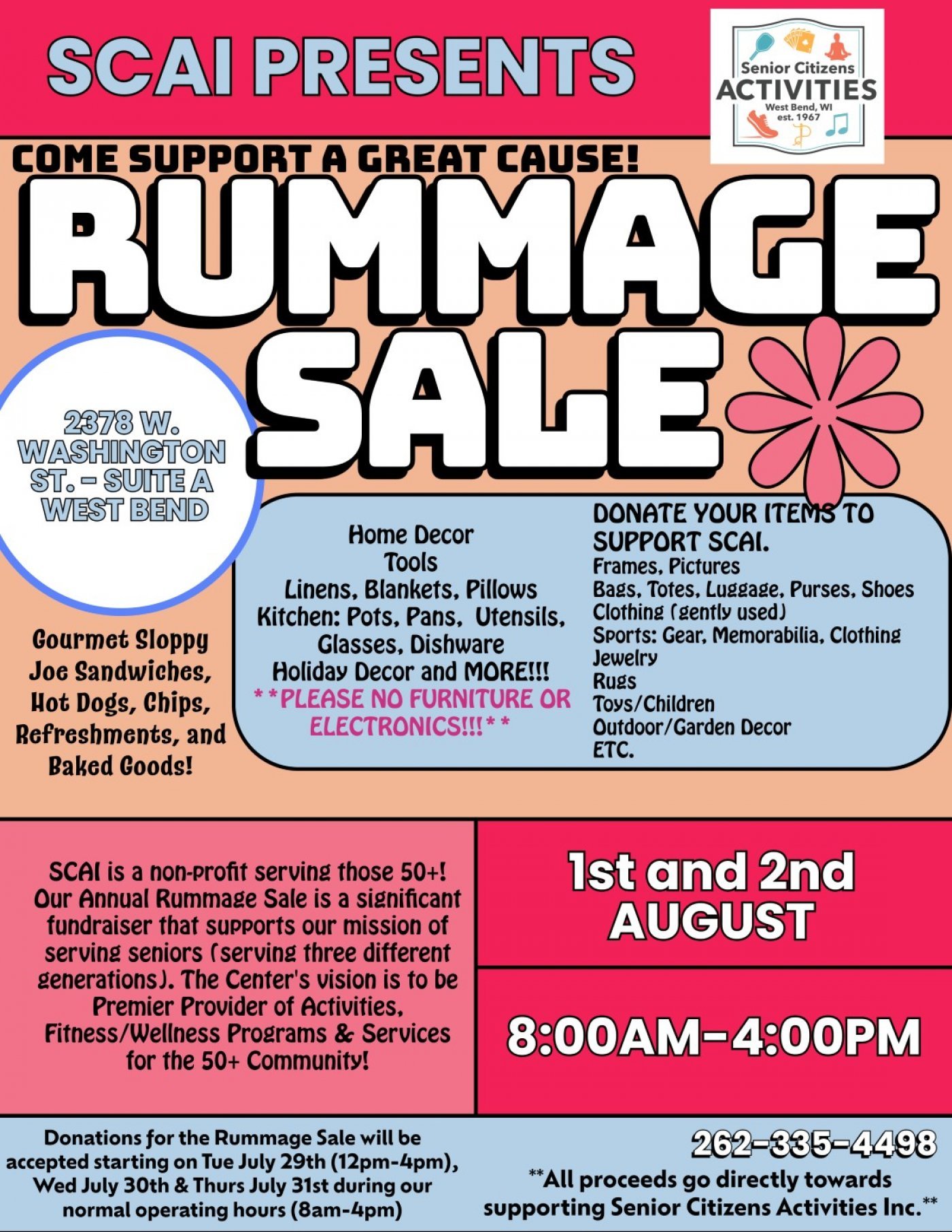 SCAI 2025 Rummage Sale. August 1st & 2nd - 8am-4pm, 1 August | Event in West Bend | AllEvents