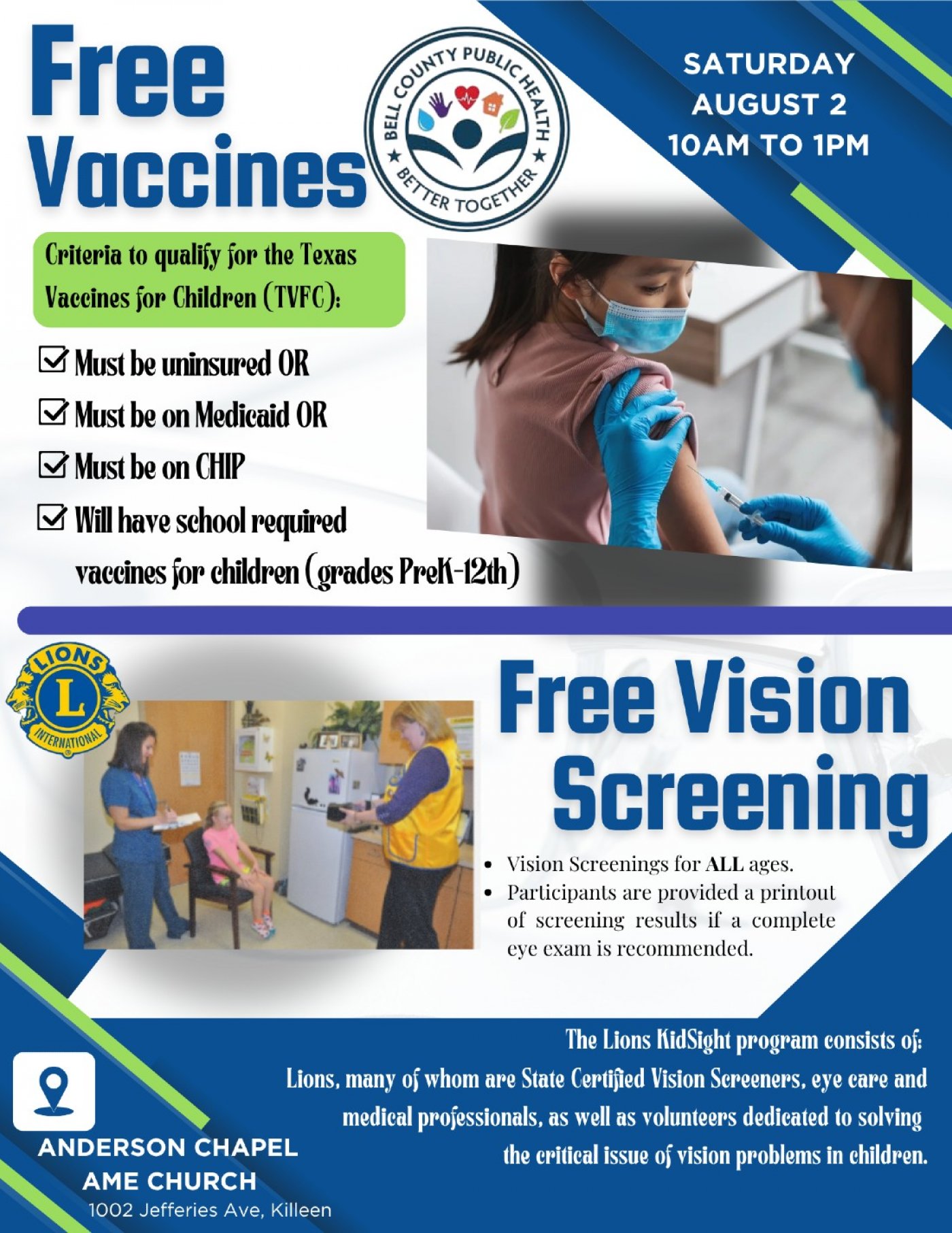 Back 2 School Vaccines & Vision Screenings, 2 August | Event in Killeen | AllEvents