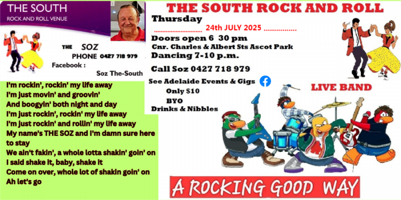 ROCK'n at THE SOUTH, 24 July | Event in Adelaide | AllEvents