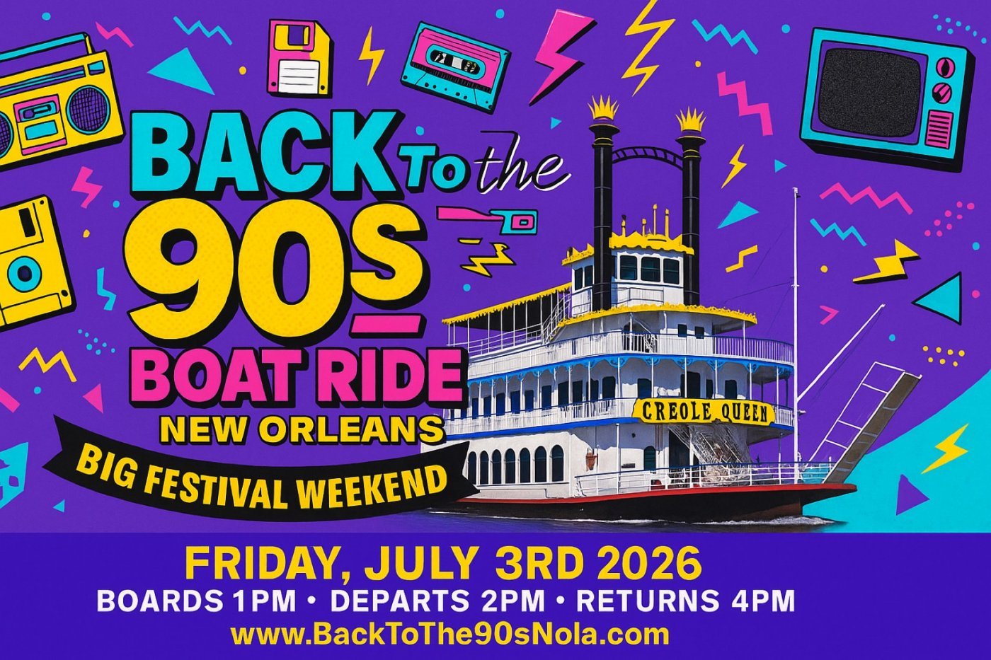 Back to the 90s Boat Ride – Big Festival Weekend 2026 in NOLA, 3 July | Event in New Orleans | AllEvents