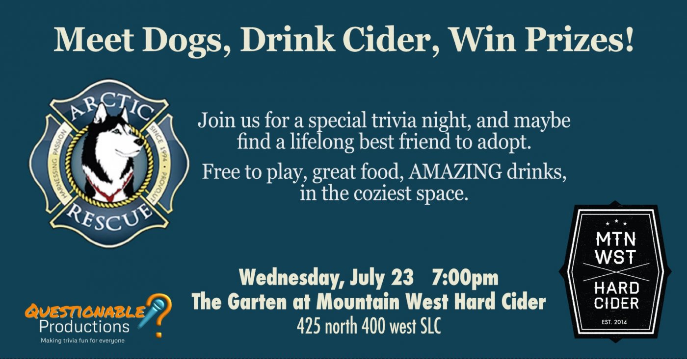 Pups, Ciders, & Trivia - An adoption event with Arctic Rescue, 23 July | Event in Salt Lake City | AllEvents