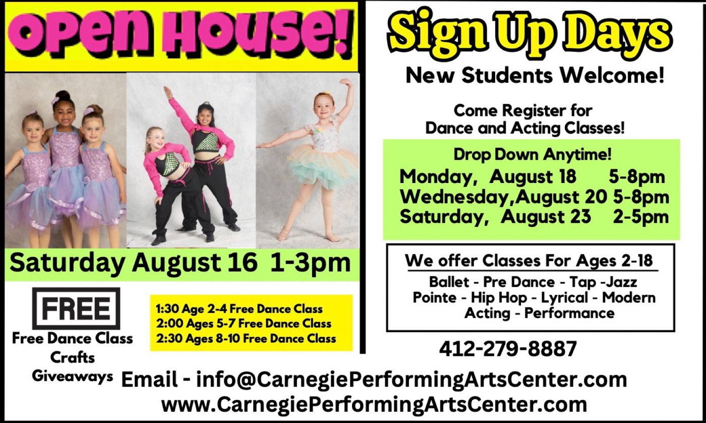 Open House at Carnegie Performing Arts Center, 16 August | Event in Carnegie | AllEvents