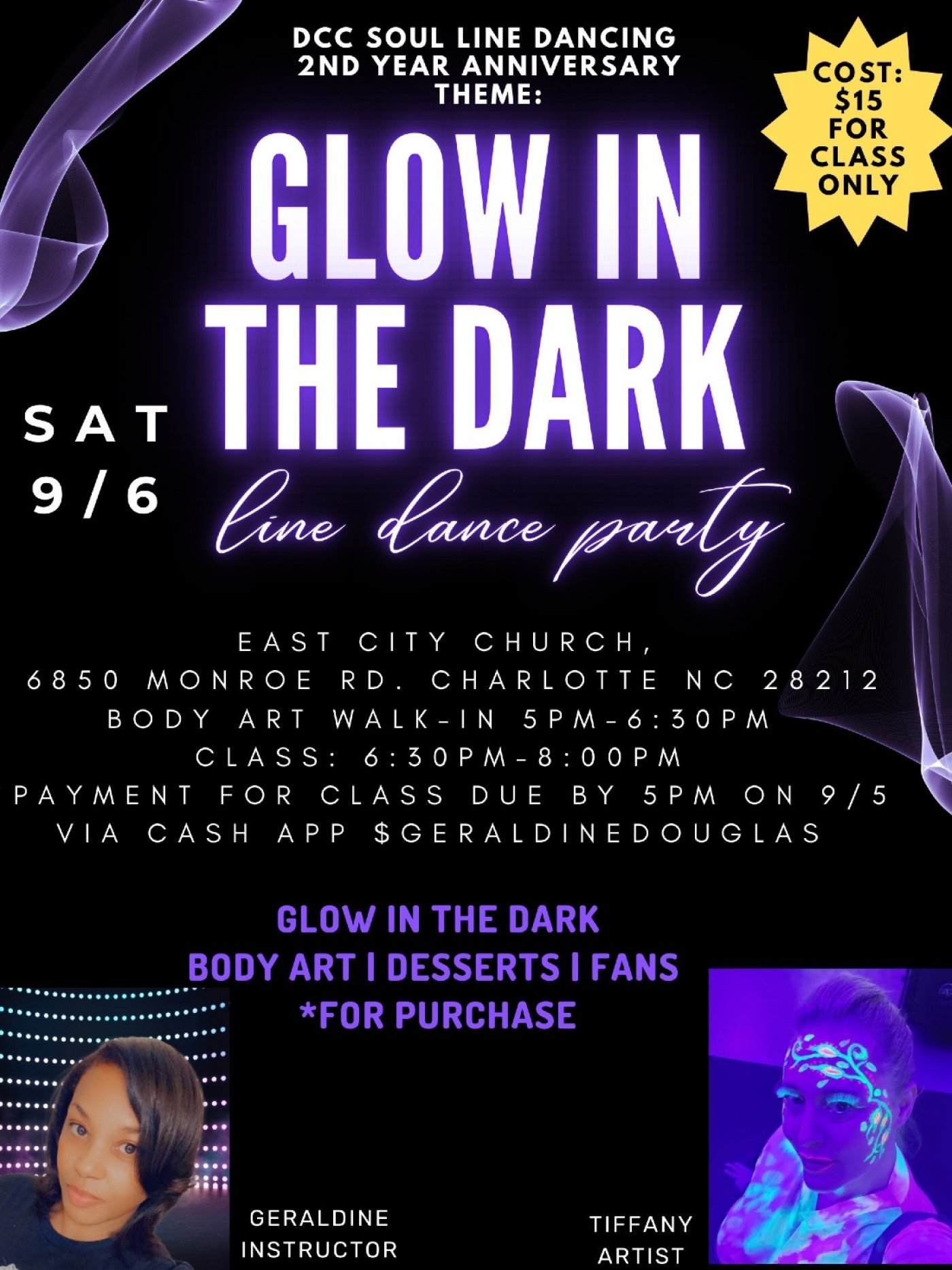 DCC Soul Line Dancing 2 Year Anniversary Glow In The Dark Line Dance Party, 6 September | Event in Charlotte