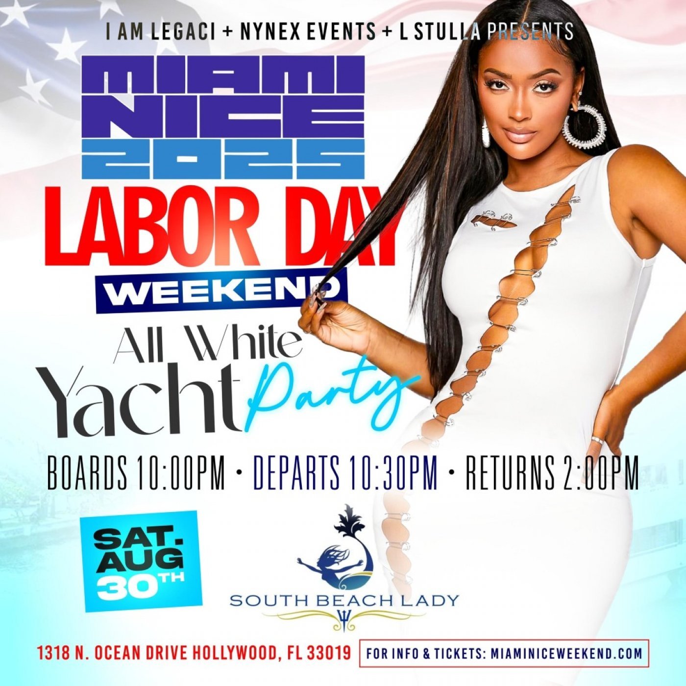 MIAMI NICE 2025: All White Yacht Party – Labor Day Weekend Turn Up!, 30 August | Event in Hollywood | AllEvents