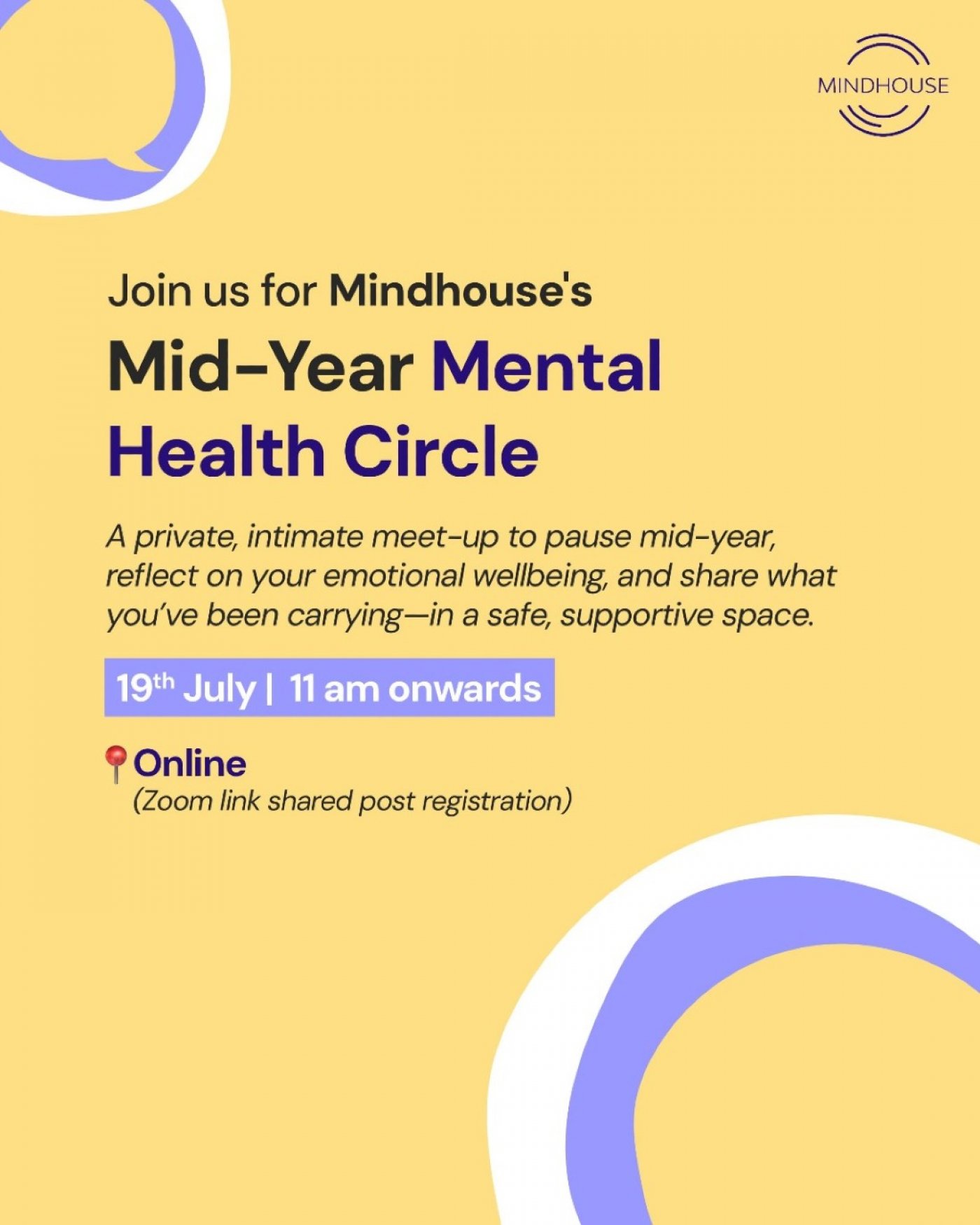 Mindhouse's Mid-Year Mental Health Circle | Online Event | AllEvents