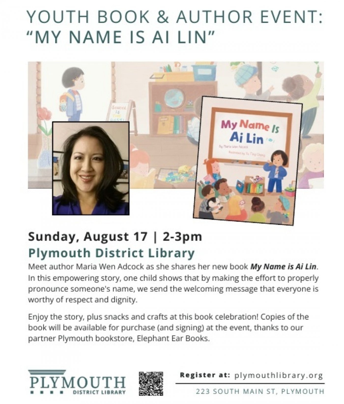 Author Event MY NAME IS AI LIN New Picture Book with Maria Wen Adcock, 17 August | Event in Plymouth | AllEvents