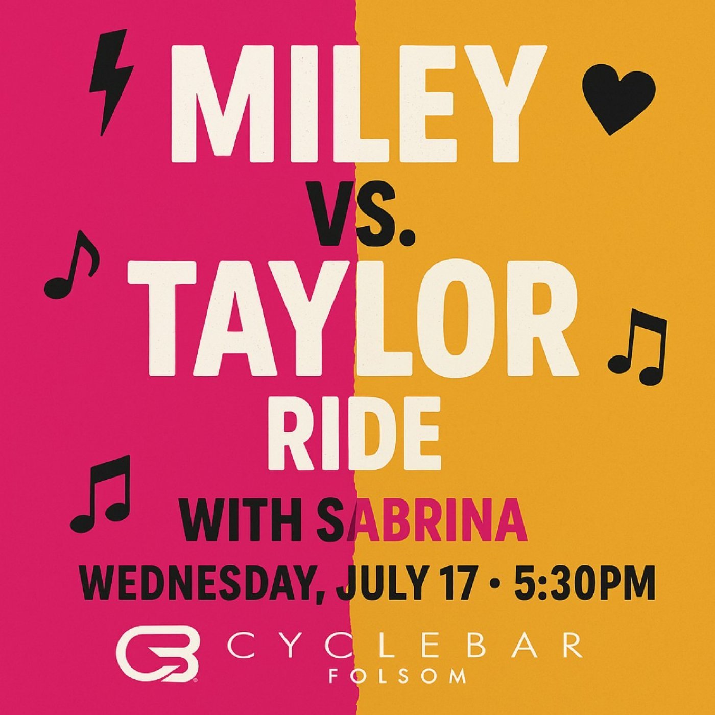 Miley vs. Taylor Ride at Cyclebar Folsom | Event in Folsom | AllEvents