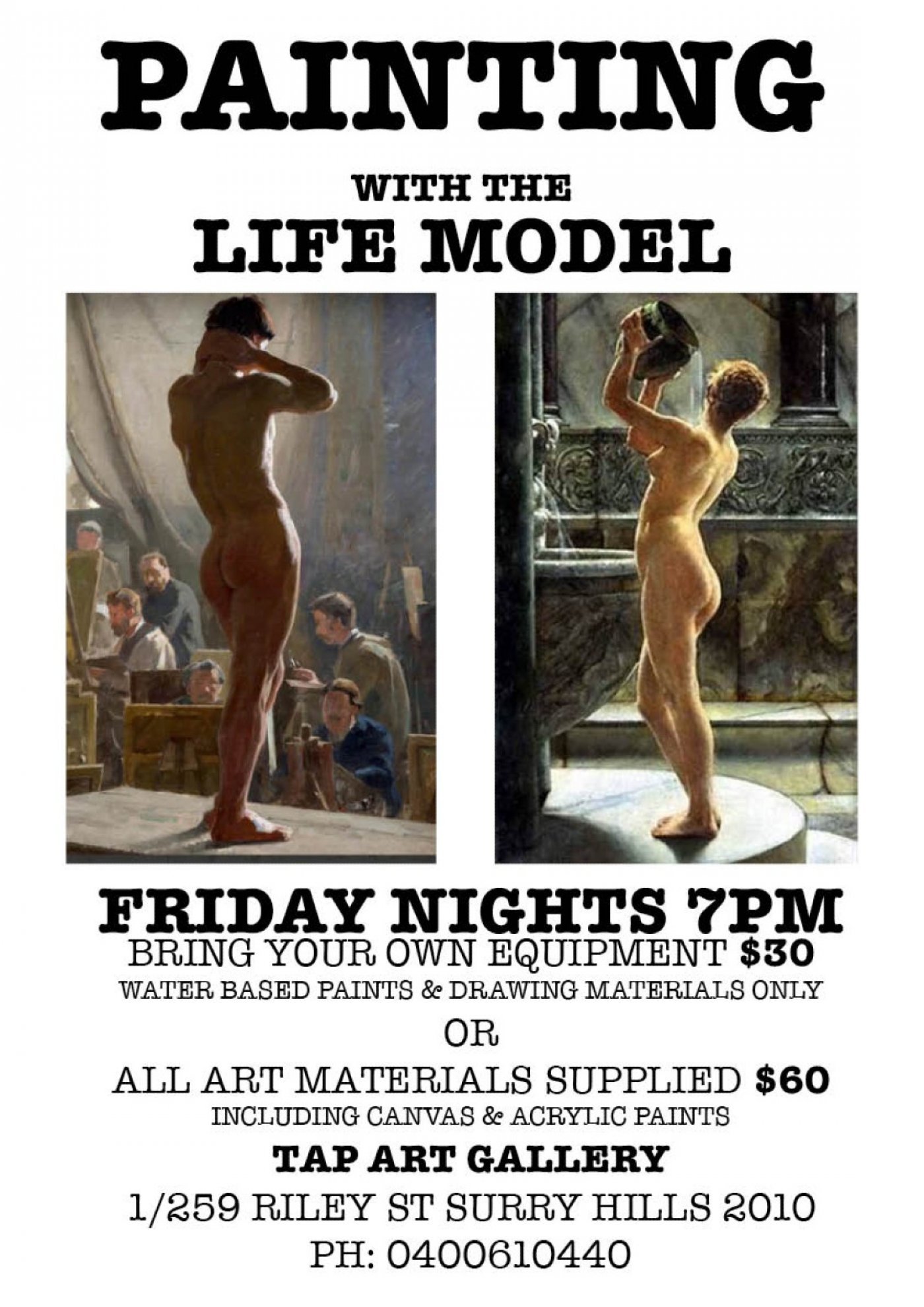 Painting with the LIFE MODEL, 18 July | Event in Surry Hills | AllEvents