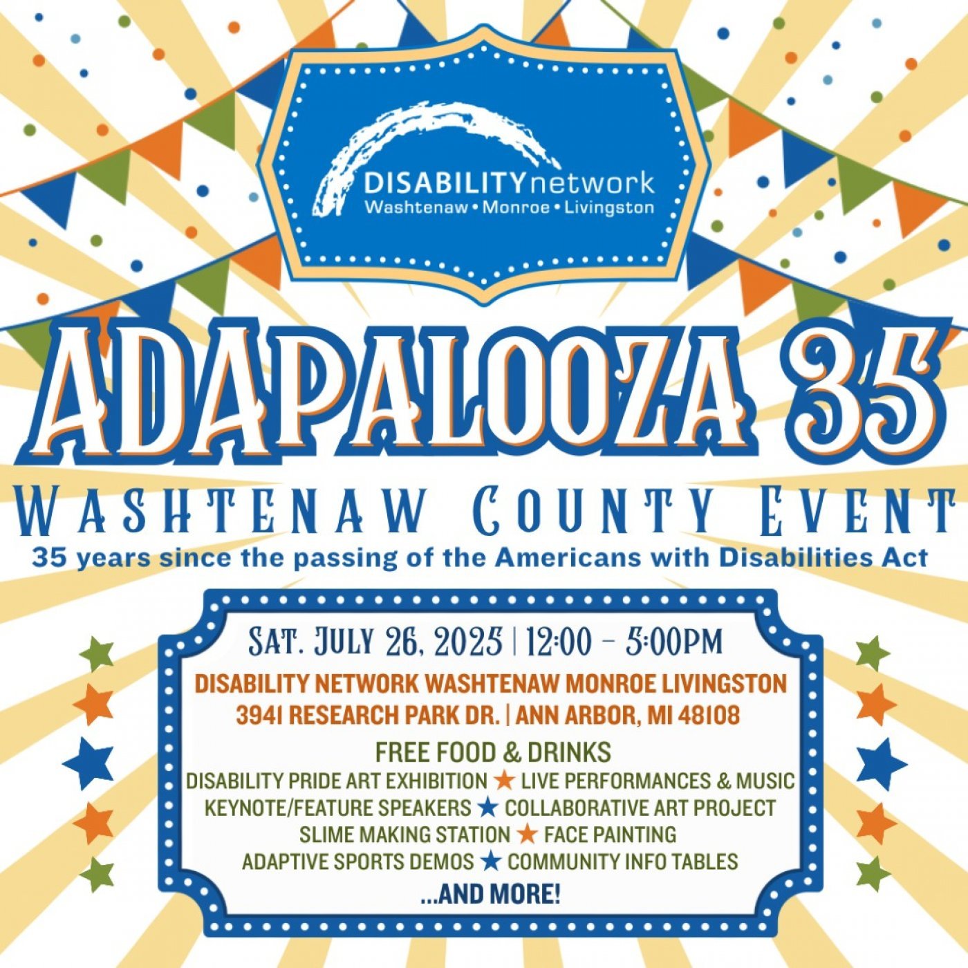 Disability networks: ADAPalooza 35 - Americans with Disabilities Act Celebration, 26 July | Event in Ann Arbor
