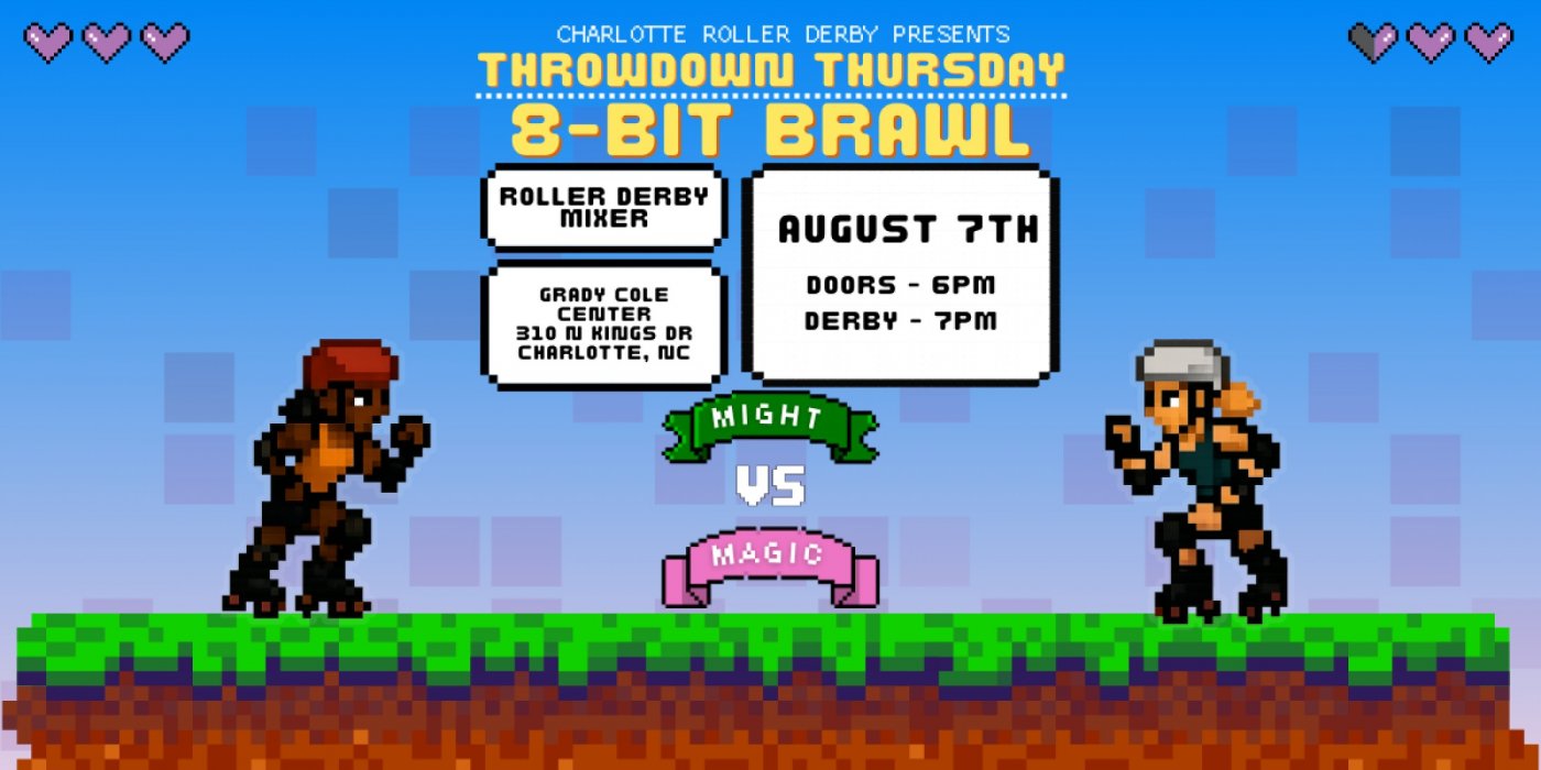 Charlotte Roller Derby Throwdown Thursday: 8-Bit Brawl, 7 August | Event in Charlotte | AllEvents