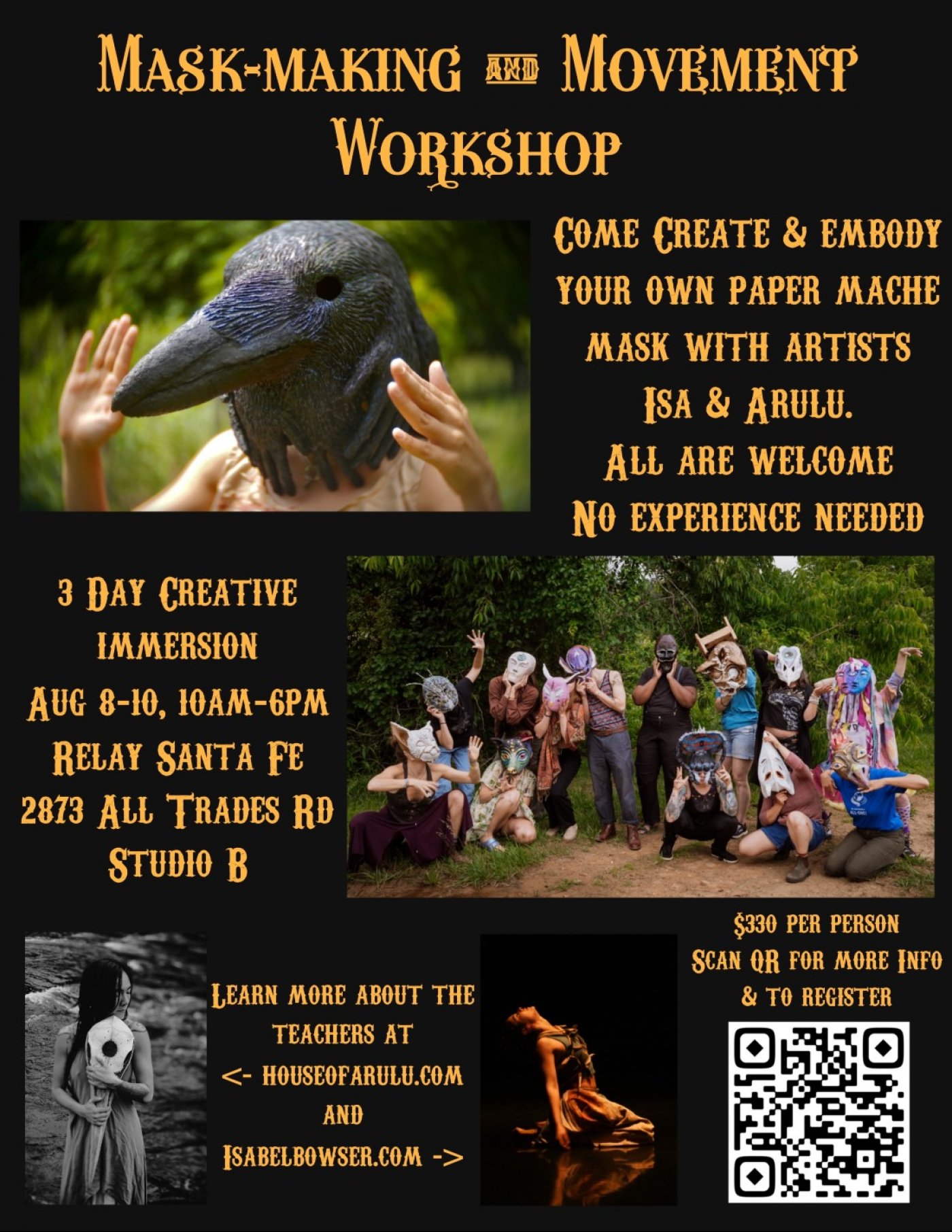Mask-Making and Movement Workshop, 8 August | Event in Santa Fe | AllEvents