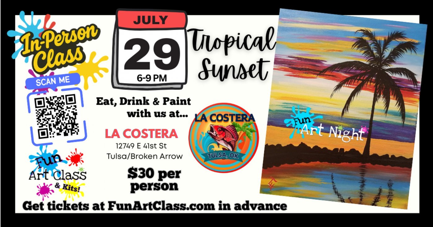 In-Person Fun Art Class Tropical Oasis at La Costera 🌴, 29 July | Event in Tulsa | AllEvents