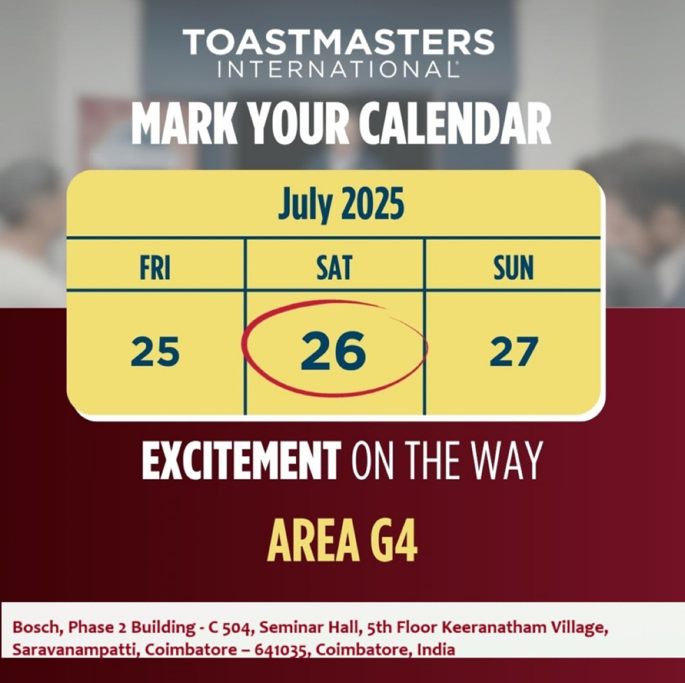 Area G4 Conclave, 26 July | Event in Coimbatore | AllEvents