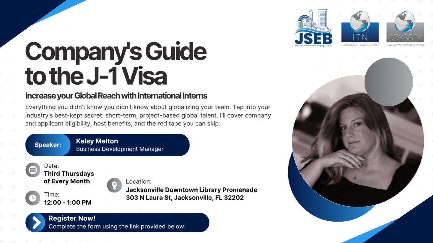 Company’s Guide to Accessing Global Talent with the J1 Visa, 15 August | Event in Jacksonville | AllEvents