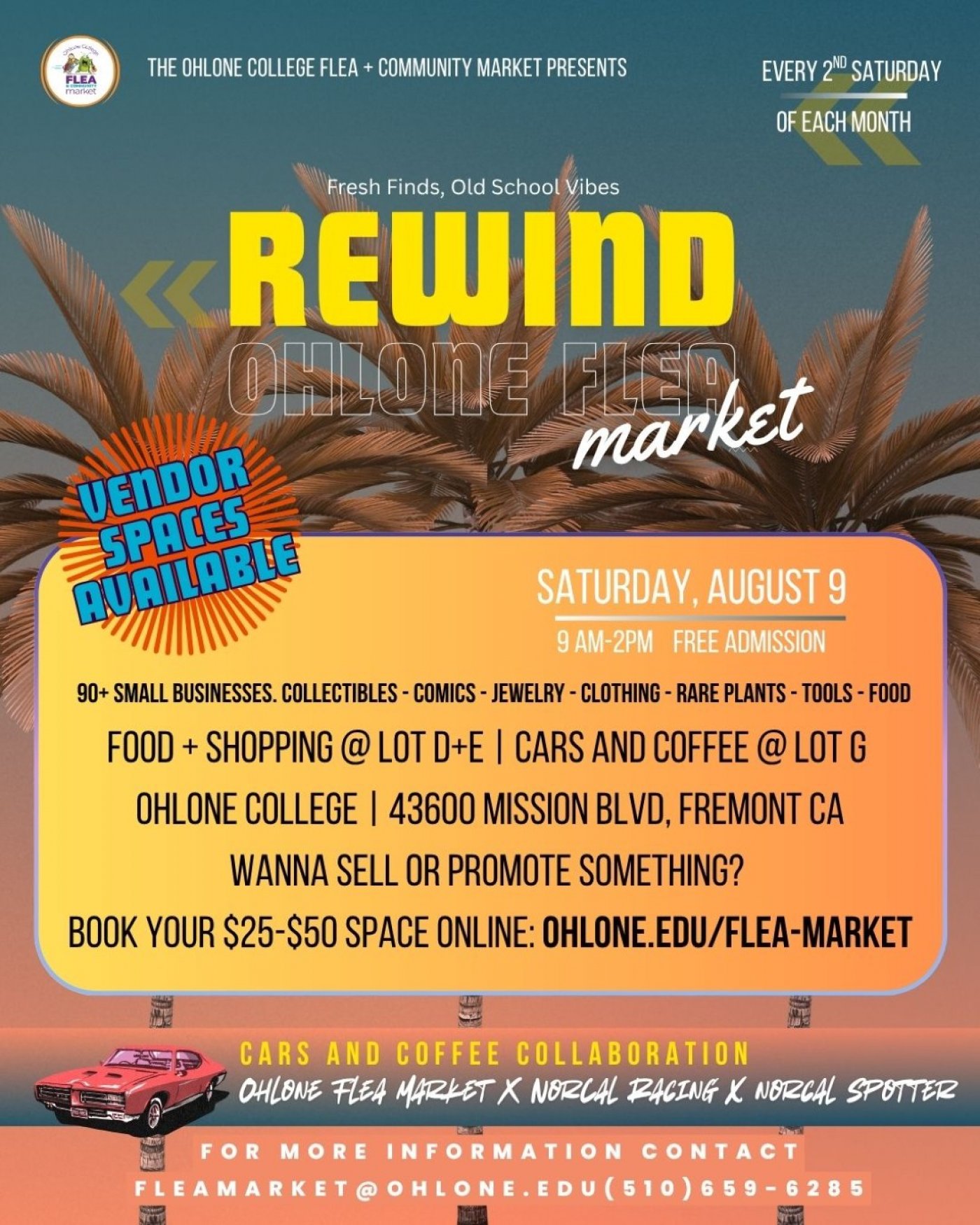Rewind - Ohlone Flea Market with Cars and Coffee, 9 August | Event in Fremont | AllEvents