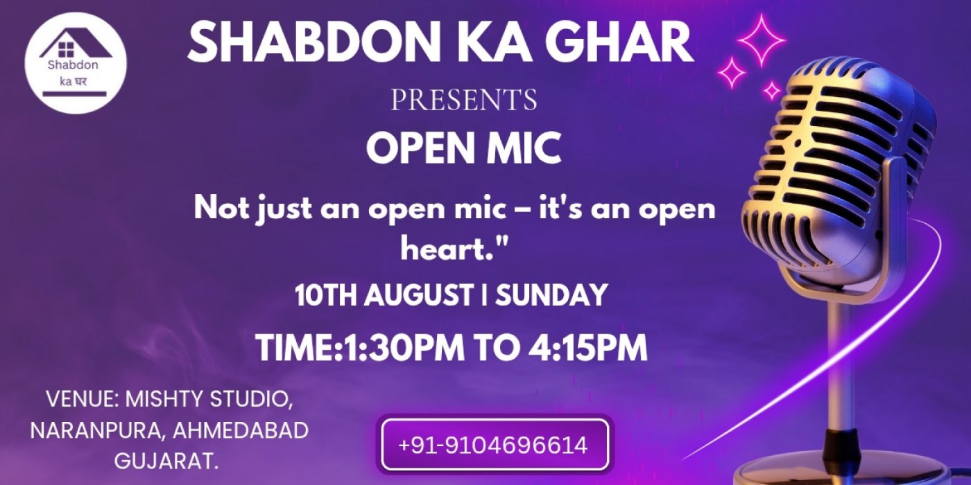 Shabdon ka Ghar Open Mic, 10 August | Event in Ahmedabad | AllEvents