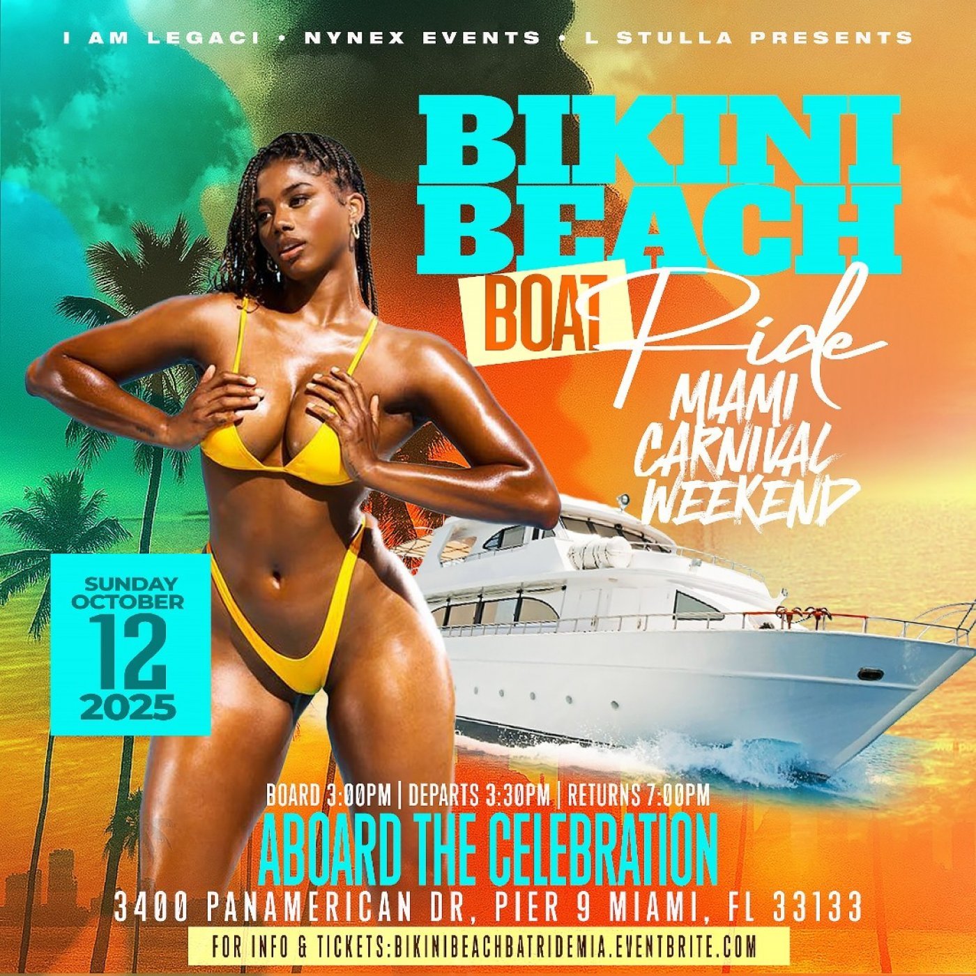 BIKINI BEACH BOAT RIDE 2025 – Miami Carnival Yacht Party • Sunday Oct 12, 12 October | Event in Miami