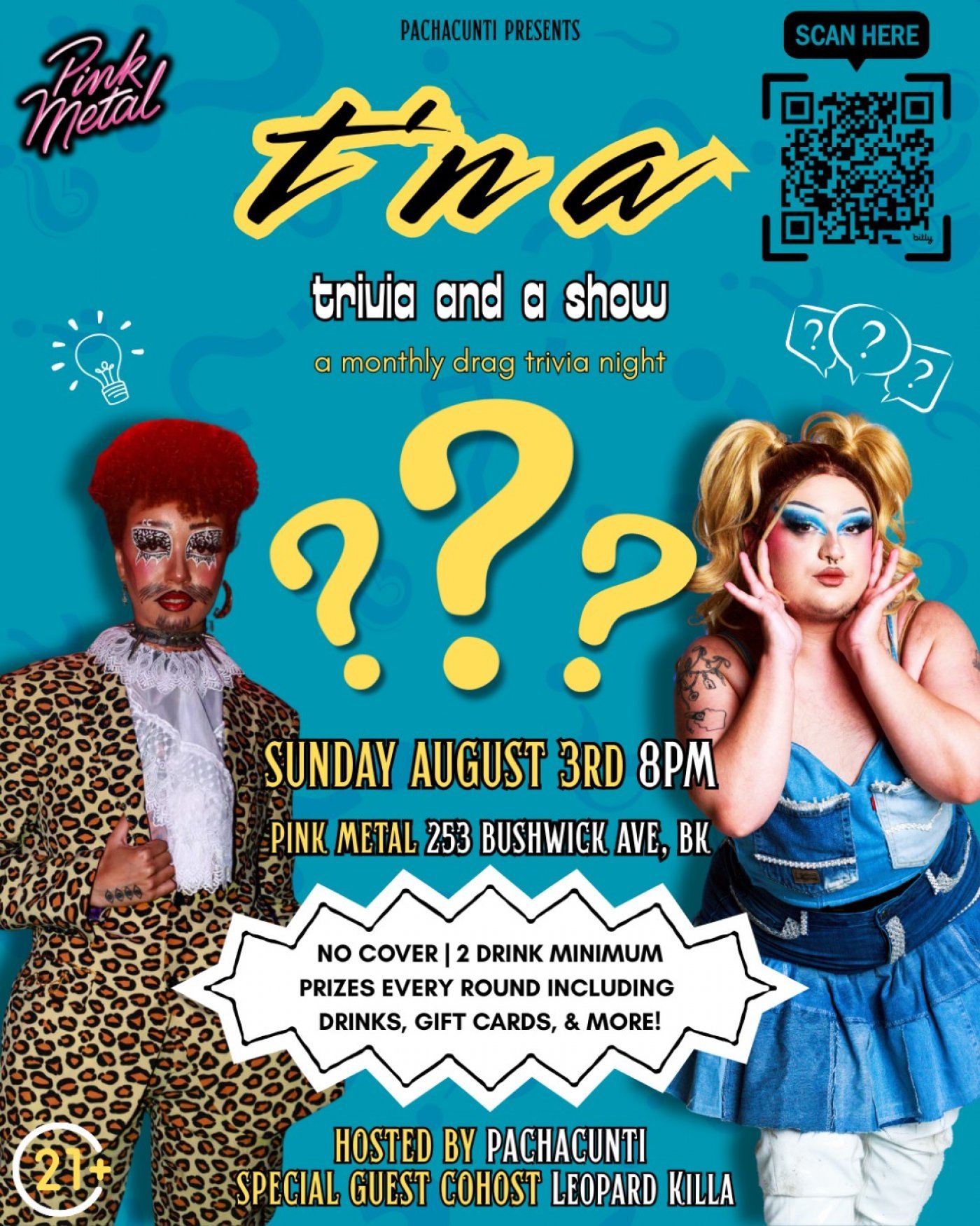T‘nA: A Music-Themed Drag Trivia Extravaganza at Pink Metal!, 3 August | Event in Brooklyn | AllEvents