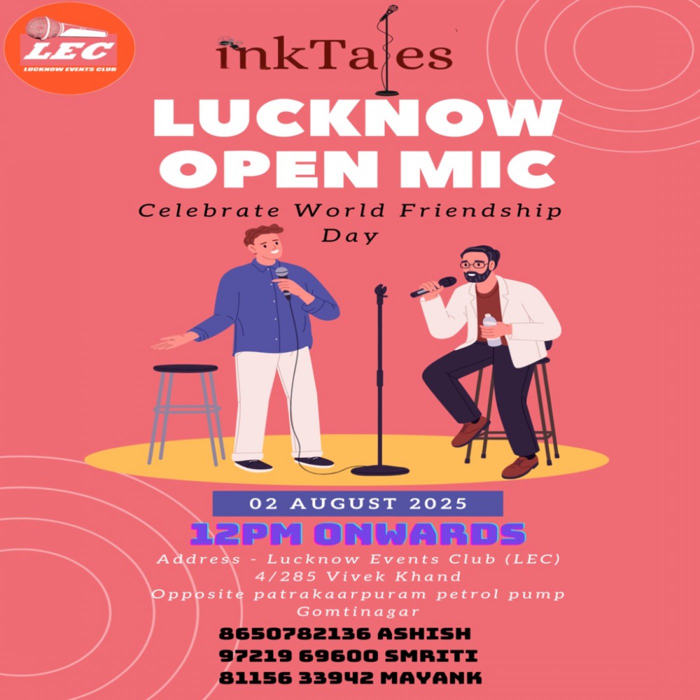 Friendship Day Open mic, 2 August | Event in Lucknow | AllEvents