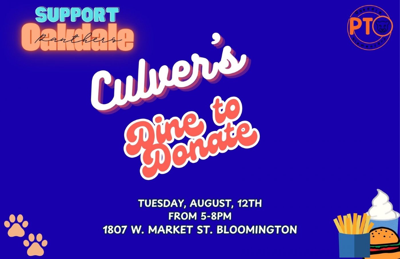 Oakdale's Dine to Donate at Culver's!, 12 August | Event in Bloomington | AllEvents