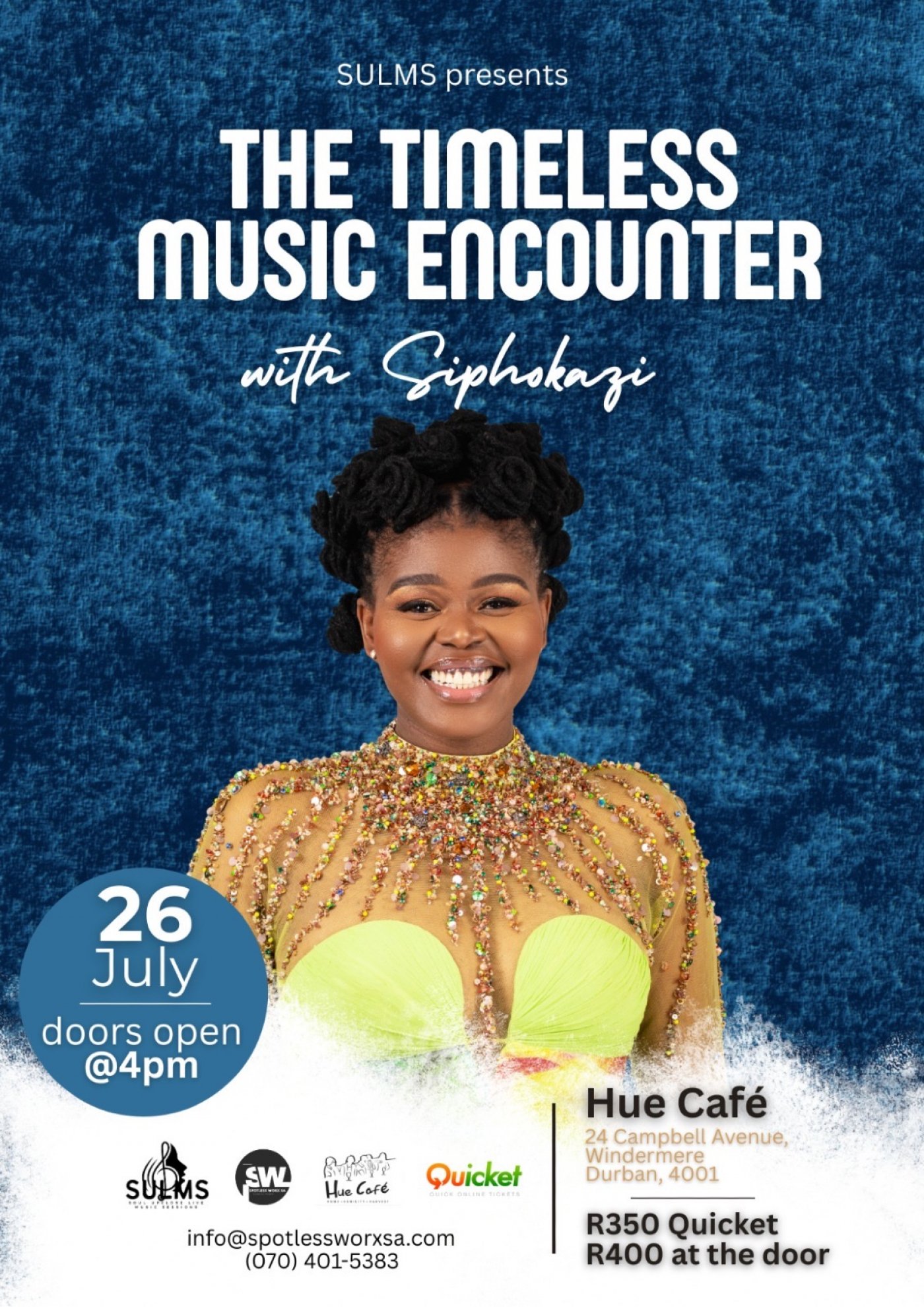 SULMS Presents The Timeless Music Encounter with Siphokazi, 26 July | Event in Durban | AllEvents
