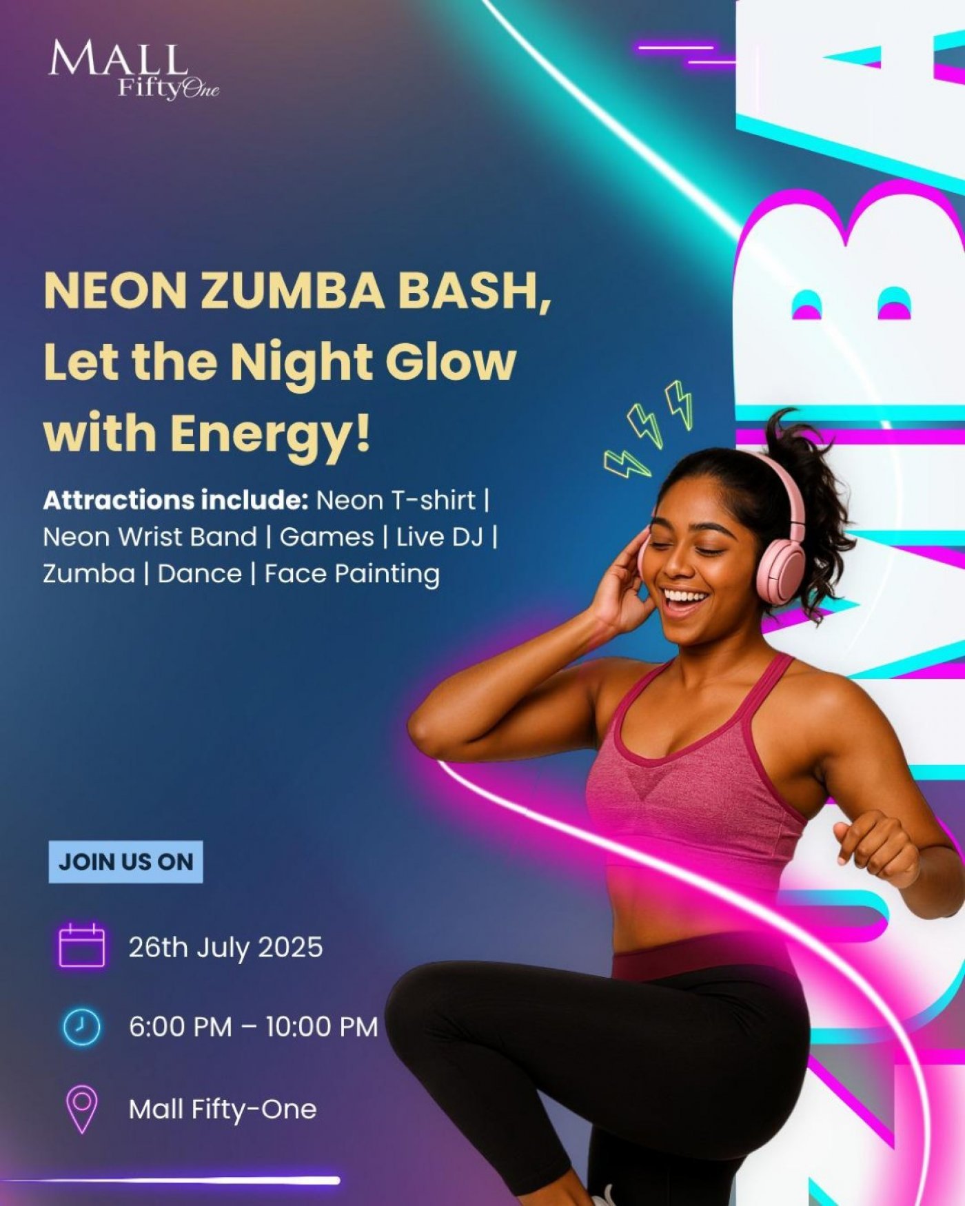 Neon Zumba Bash, 26 July | Event in Gurgaon | AllEvents