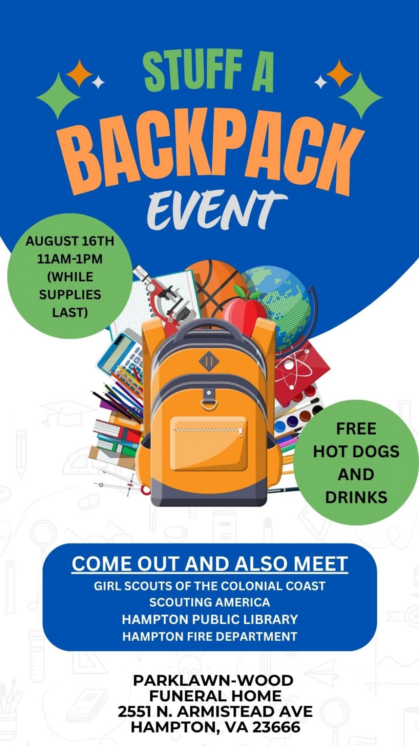 Parklawn Stuff A Backpack Event | Event in Hampton | AllEvents