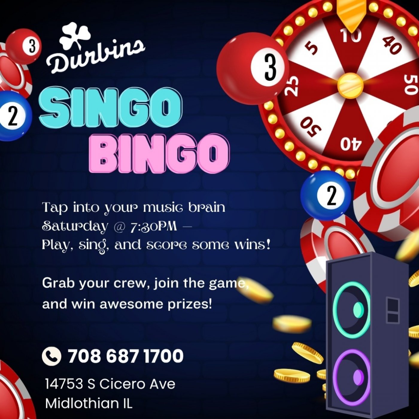 SINGO BINGO at Durbins – SAT at 7:30 PM, 26 July | Event in Midlothian | AllEvents