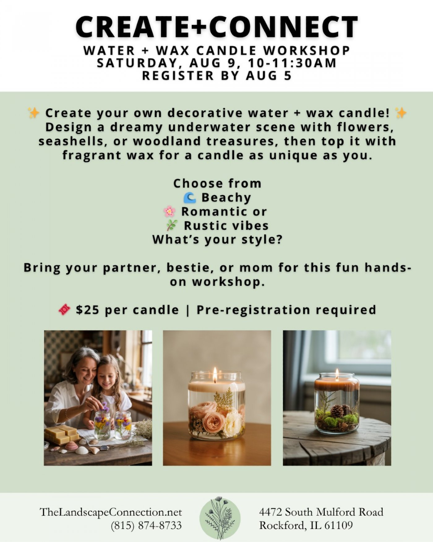 Create + Connect: Water Candle Workshop, 9 August | Event in Rockford | AllEvents