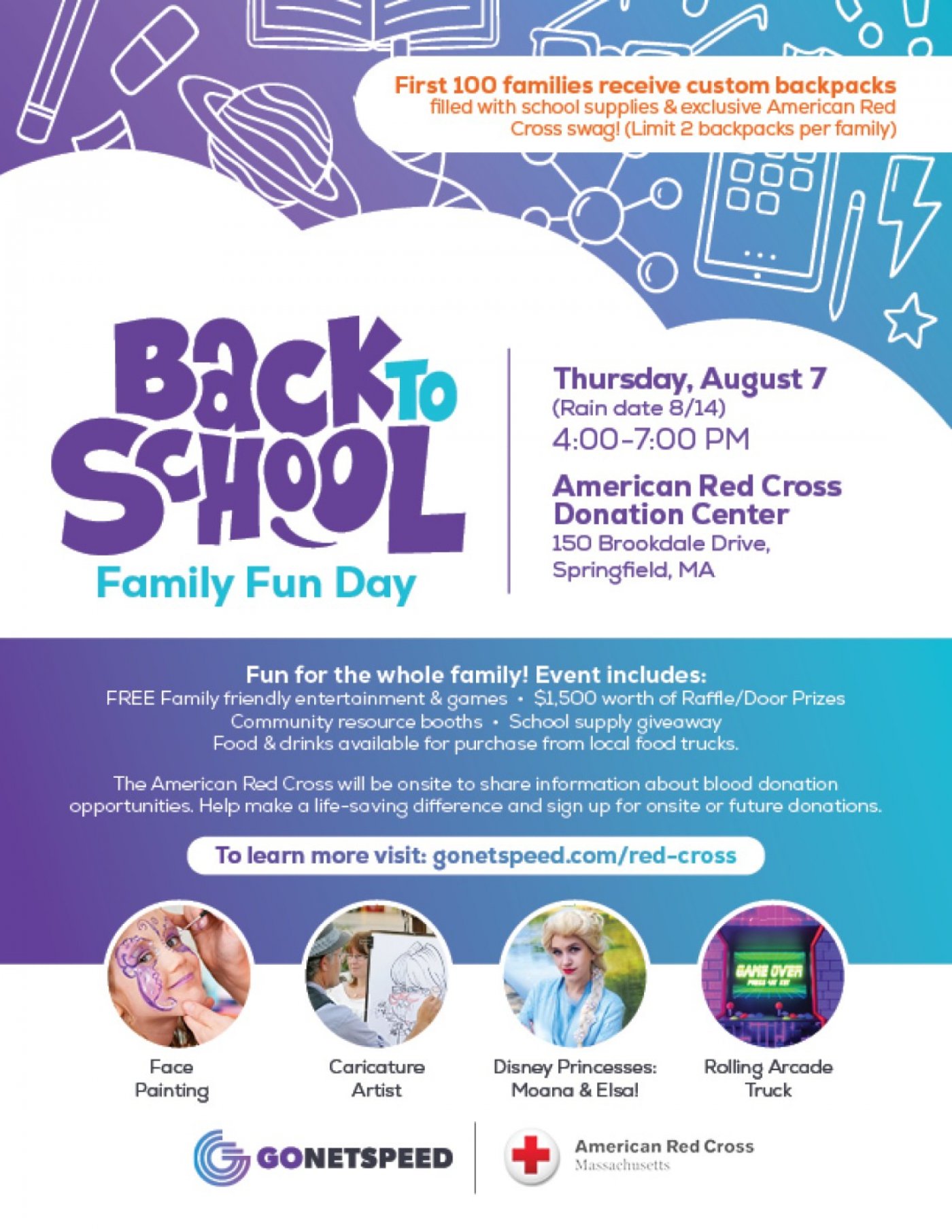 GoNetspeed's Back to School Family Fun Day at Springfield American Red Cross, 7 August | Event in Springfield