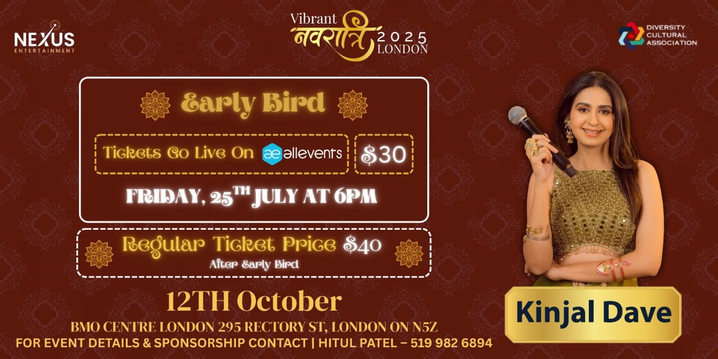 Vibrant Navratri with Kinjal Dave / London, ON / 12th October 2025, 12 October | Event in London | AllEvents