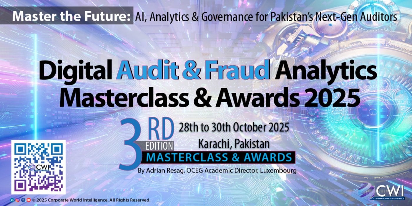 3rd Edition: Digital Audit and Fraud Analytics Masterclass & Awards 2025, 28 October | Event in Karachi