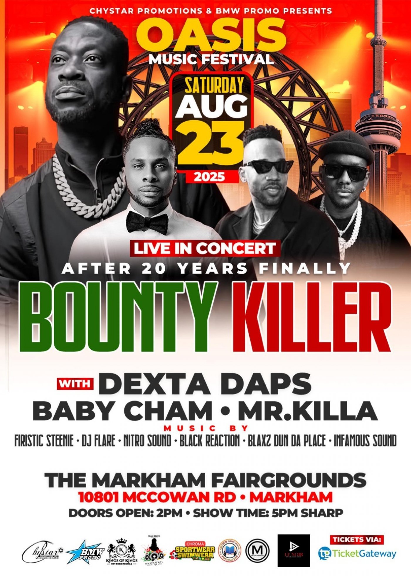 Oasis Music Festival with Bounty Killer, Dexta Daps, Baby Cham & Mr Killa Live in Concert, 23 August | AllEvents
