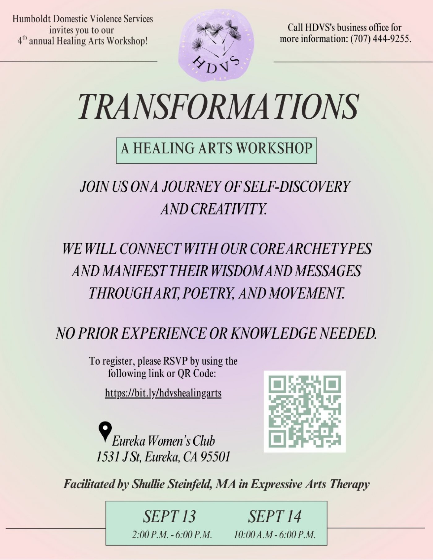HDVS: Healing Arts Workshop, 13 September | Event in Eureka | AllEvents