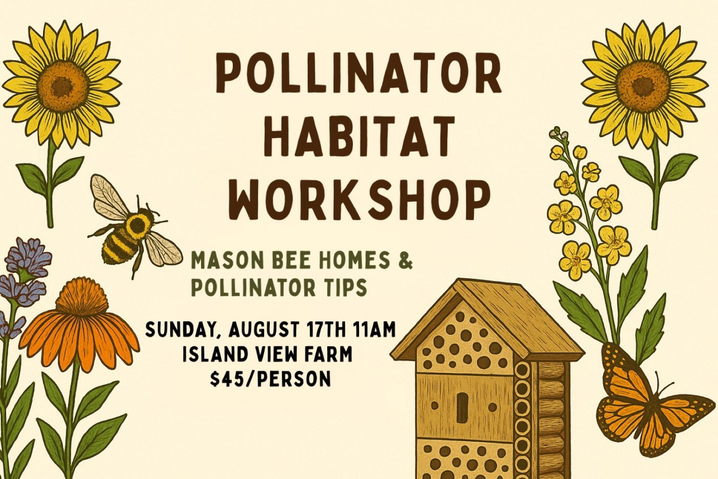 Pollinator Habitat Workshop, 17 August | Event in Saanichton | AllEvents