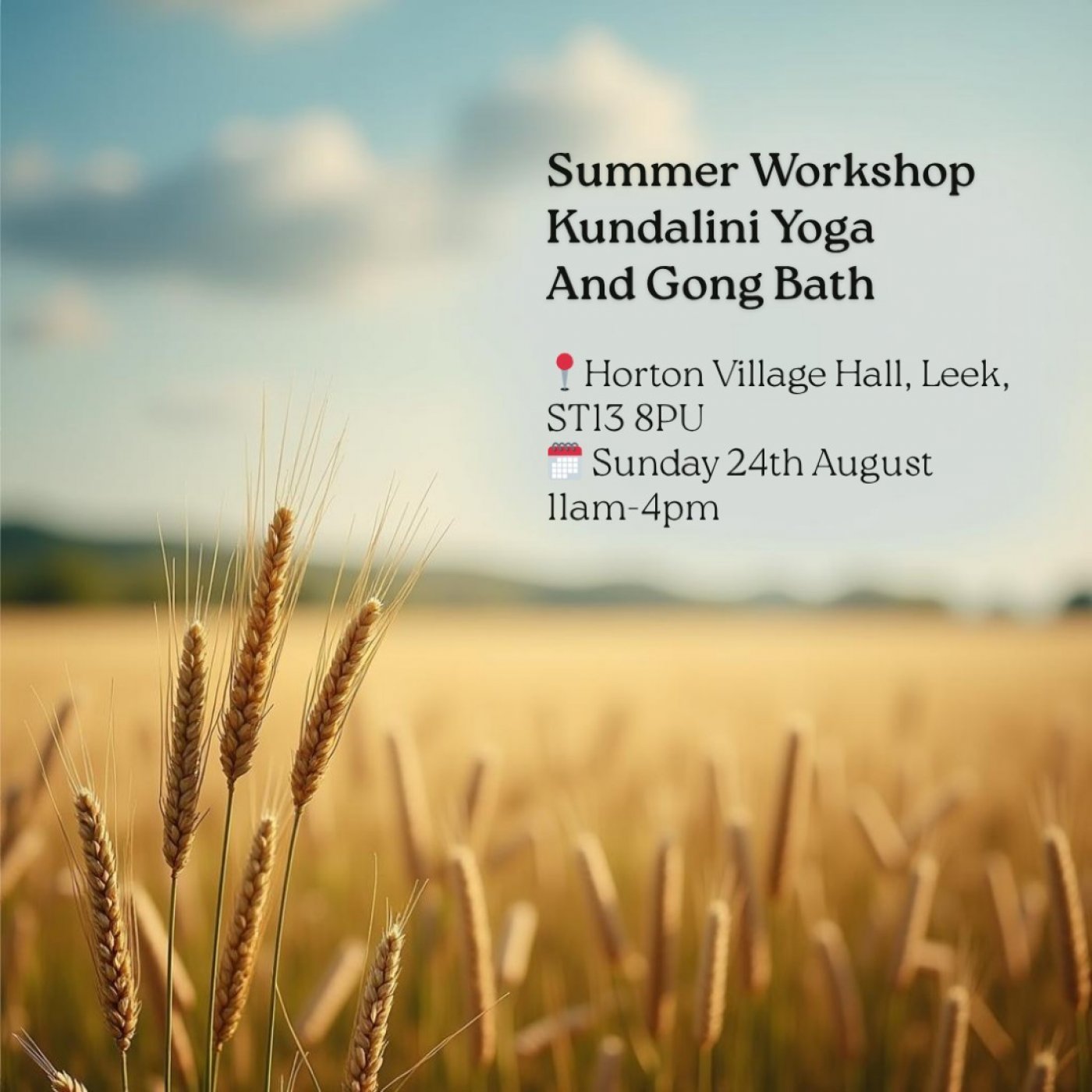 Summer Kundalini Yoga Workshop and Gong Bath, 24 August | Event in Leek | AllEvents
