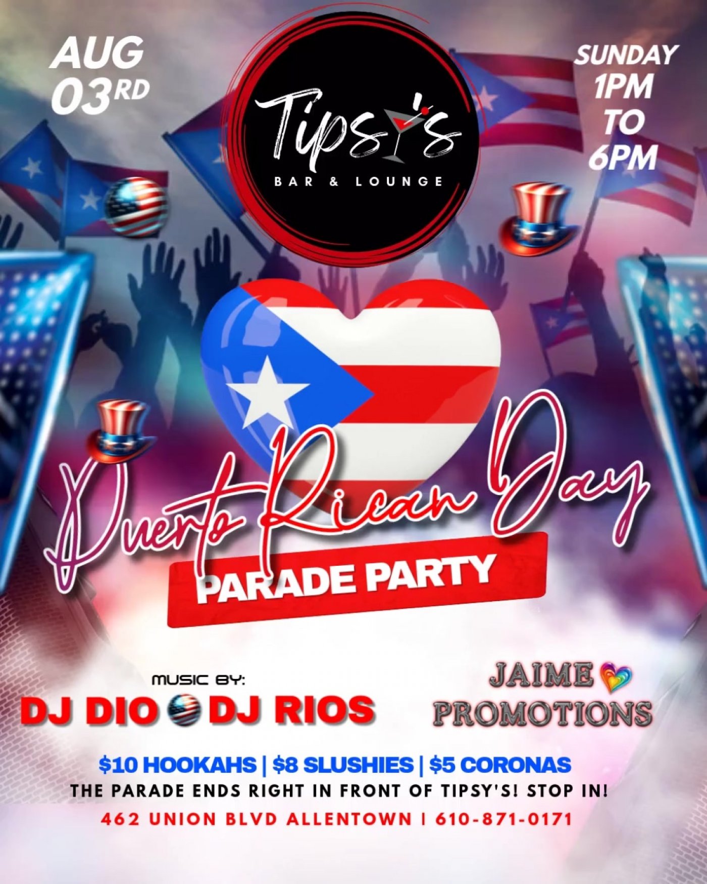 🇵🇷 Puerto Rican Day Parade Party @ Tipsy’s Bar & Lounge! 🇵🇷, 3 August | Event in Allentown
