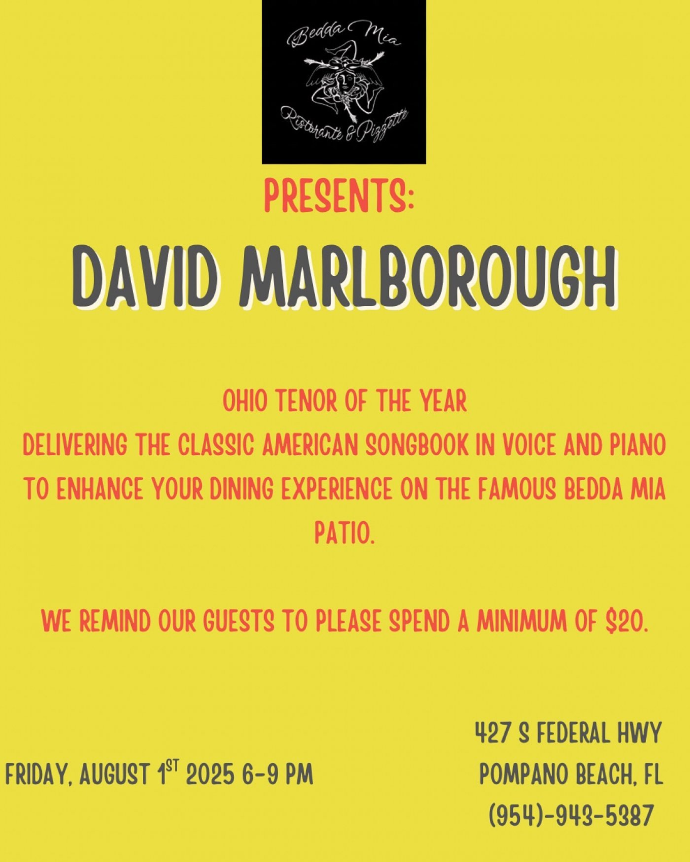 David Marlborough- “Ohio Tenor of the Year”, 1 August | Event in Pompano Beach | AllEvents