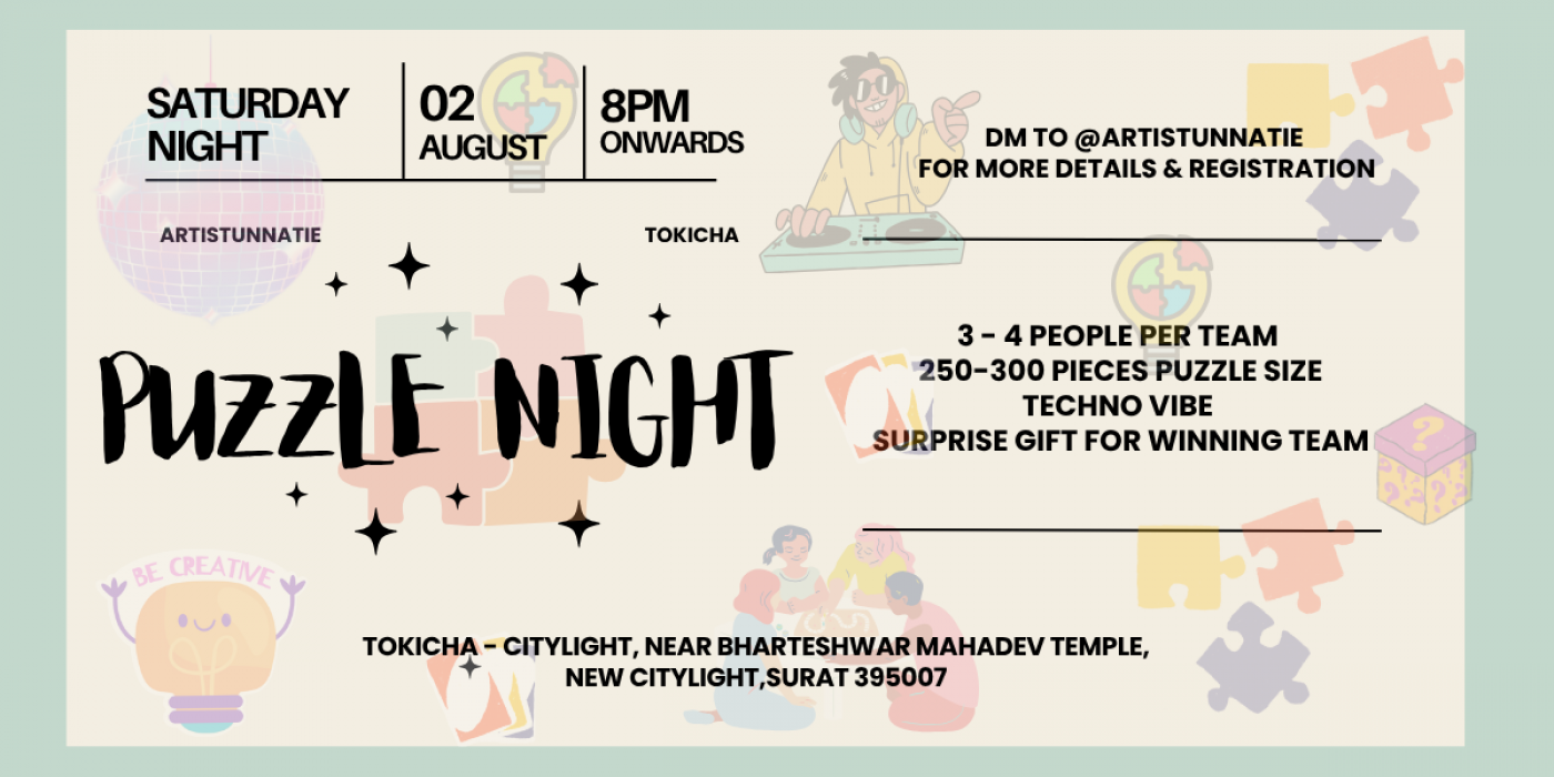 Saturday Puzzle Night , 2 August | Event in Surat | AllEvents