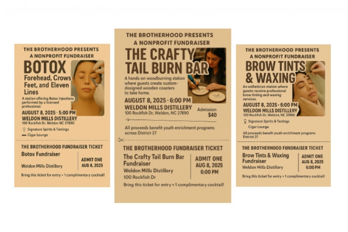 Bourbon Botox Brows & Burns, 8 August | Event in Weldon | AllEvents