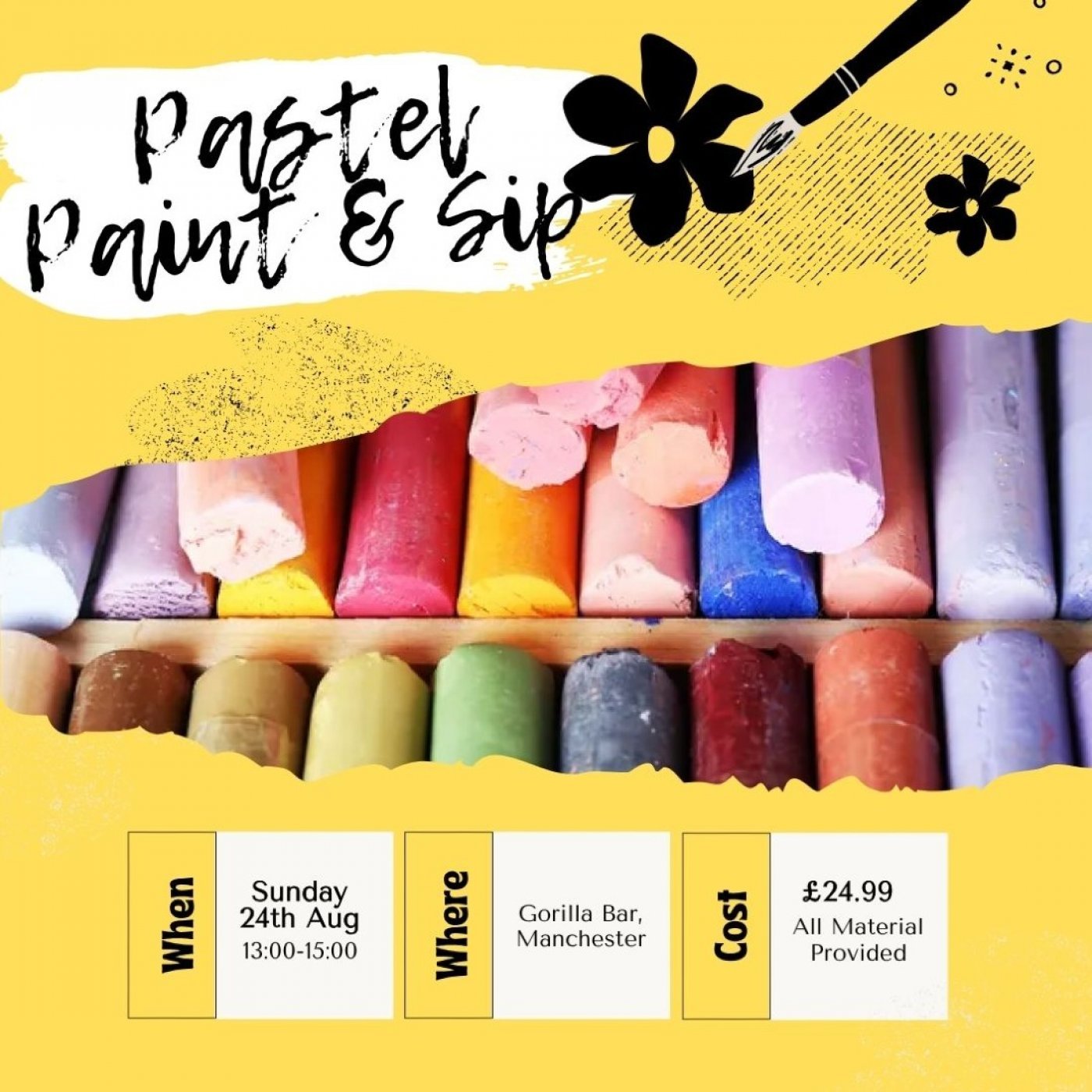 Pastel Paint & Sip : Van Gogh Sunflowers Edition, 30 August | Event in Manchester | AllEvents