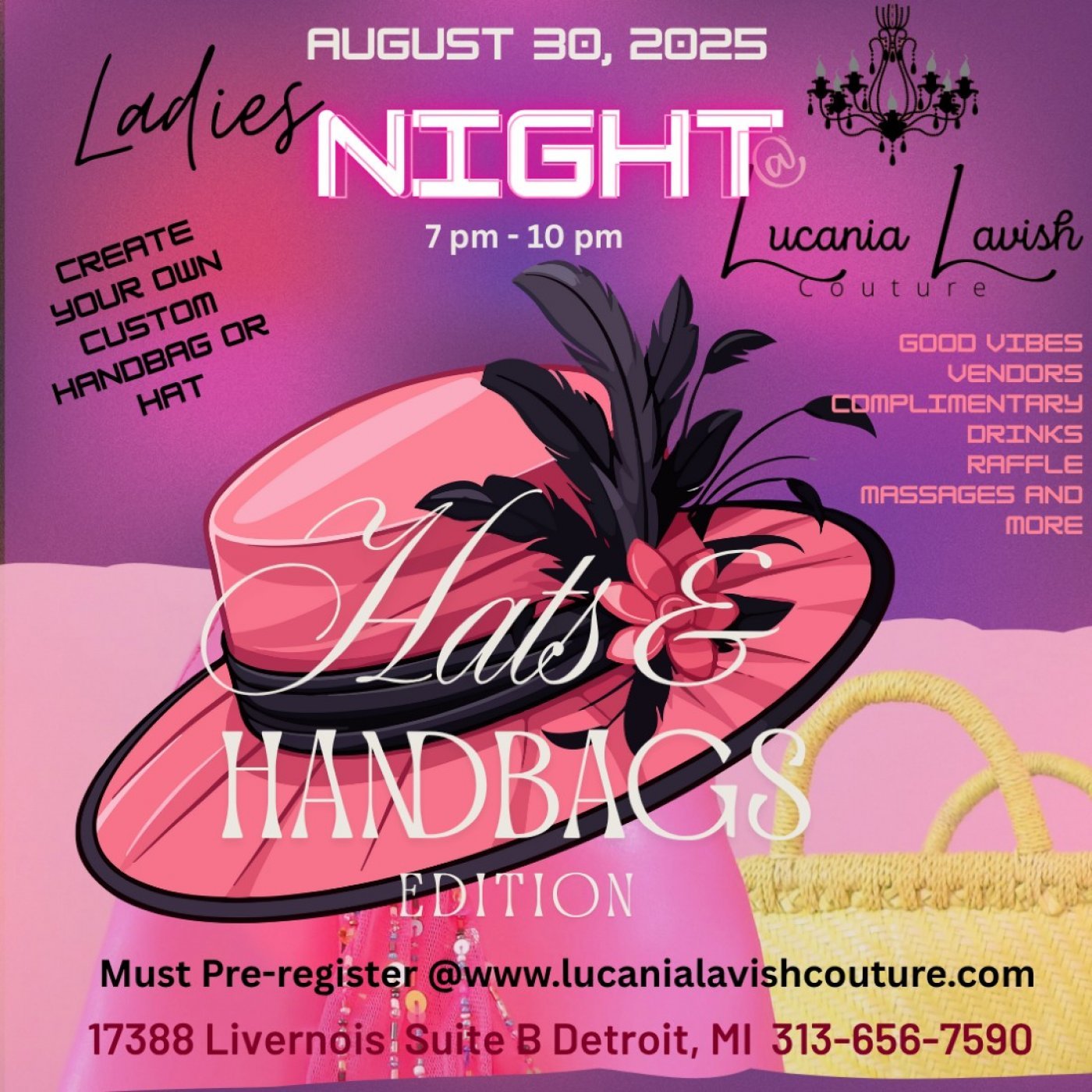 Ladies Night Out-Create Custom Hats and Handbags, 30 August | Event in Detroit | AllEvents