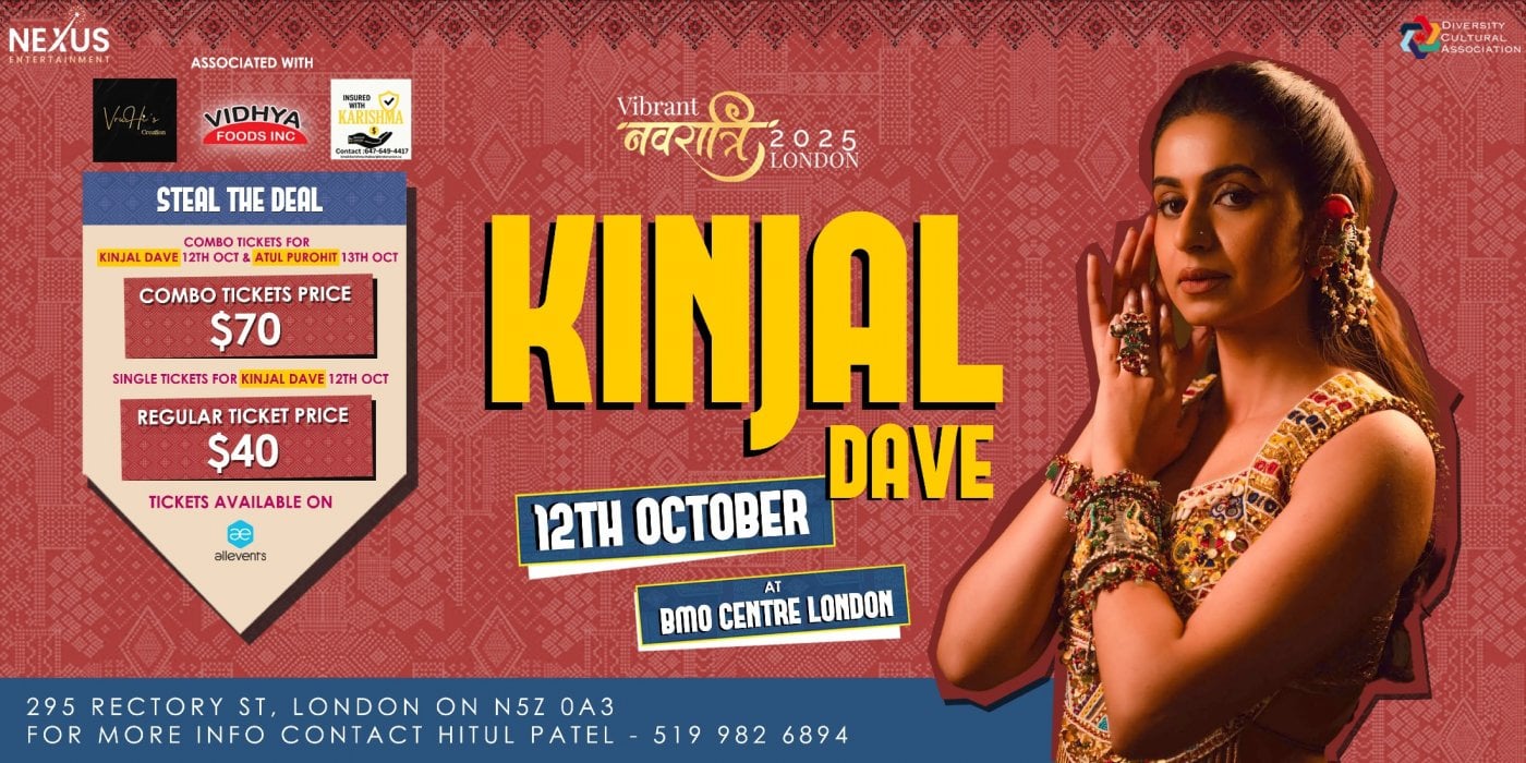 Vibrant Navratri with Kinjal Dave / London, ON / 12th October 2025, 12 October | Event in London | AllEvents
