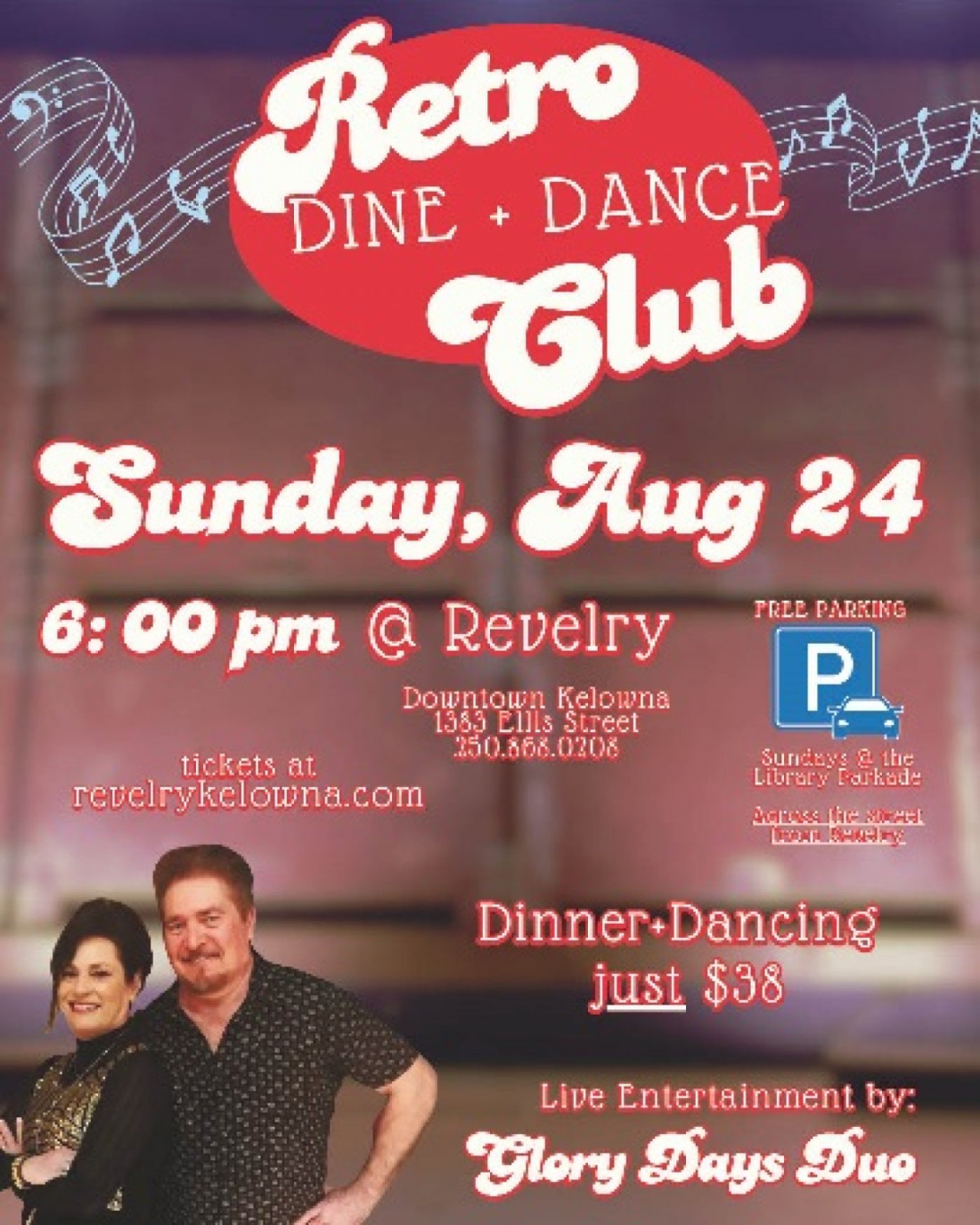 Retro Dine and Dance Club Dinner/Dance with Glory days , 24 August | Event in Kelowna | AllEvents