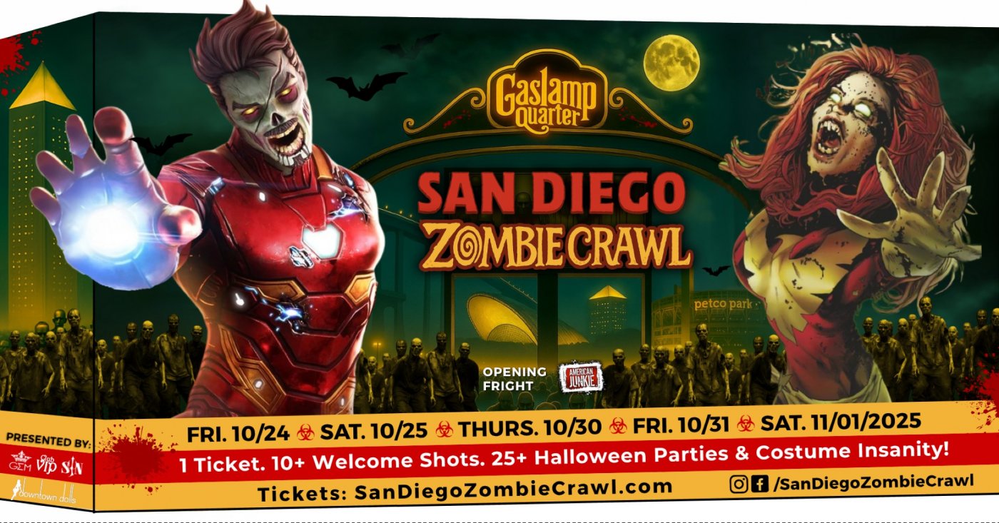 2025 San Diego Zombie Crawl Halloween Parties Oct 24, 25, 30, 31 & Nov 1!, 23 October | Event in San Diego
